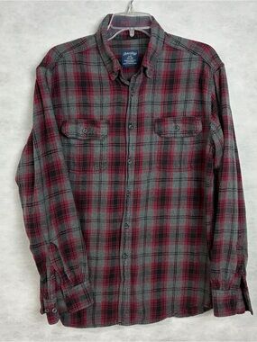 Faded Glory Flannel Shirt Mens Large Red Gray